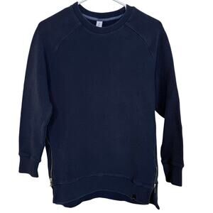 Varley Manning Sweatshirt Black Ribbed Extra Small Oversized Side Zippers VGUC